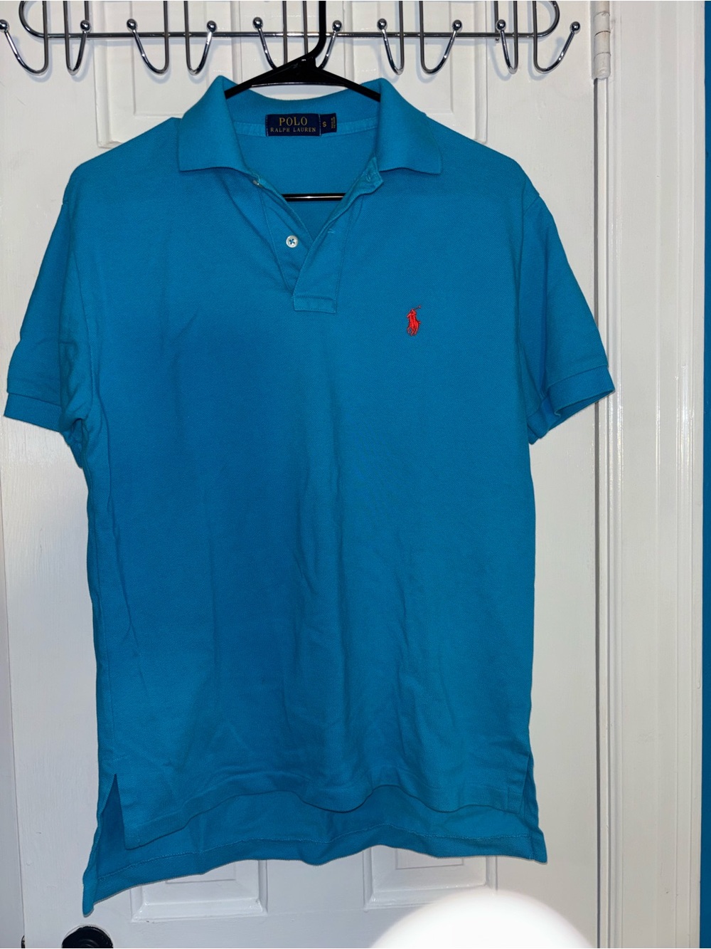 Polo by Ralph Lauren Men's Bright Turquoise Blue Polo with Red Pony
